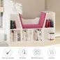 Librería con Asiento Estantería de Libros con 6 Cubos Cojín para Sala de Estar Dormitorio 102x30x61cm Blanco y Rosa