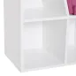 Librería con Asiento Estantería de Libros con 6 Cubos Cojín para Sala de Estar Dormitorio 102x30x61cm Blanco y Rosa