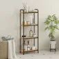 Estantería de Baño de Bambú con 4 Baldas Abiertas Diseño de Lamas y Estructura de Acero 41,5x21,5x106 cm Natural