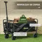 Carro de Jardín Plegable con Ruedas Asa Telescópica Ajustable Carga 120 kg para Campaña Compra 64x42x27 cm Negro
