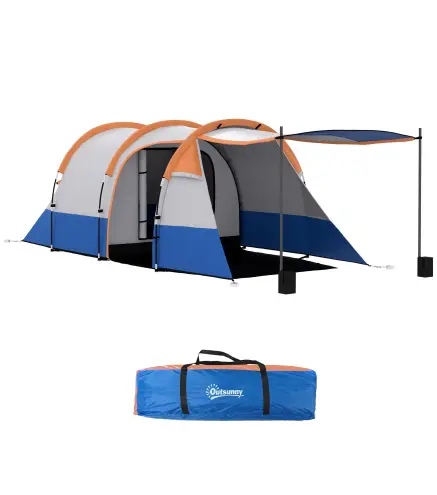 Tienda de Campaña para 3 Personas con 2 Habitaciones y Bolsa de Transporte Impermeable 420x200x150 cm Multicolor
