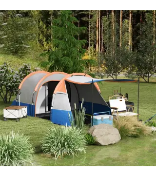 Tienda de Campaña para 3 Personas con 2 Habitaciones y Bolsa de Transporte Impermeable 420x200x150 cm Multicolor