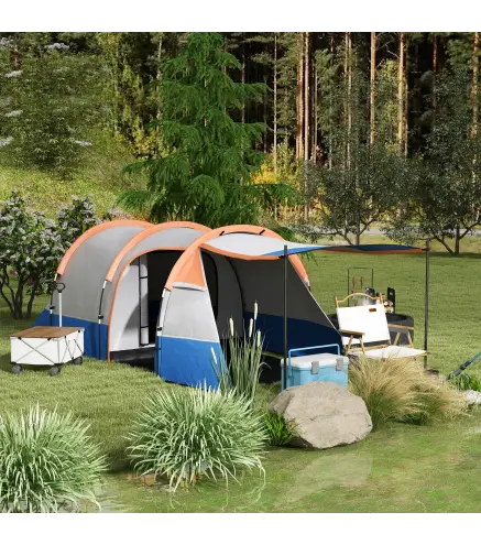 Tienda de Campaña para 3 Personas con 2 Habitaciones y Bolsa de Transporte Impermeable 420x200x150 cm Multicolor