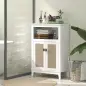Mueble Auxiliar de Baño con 2 Puertas con Frontal de Ratán Estante Ajustable y Compartimento Abierto 60x30x90 cm Blanco