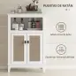 Mueble Auxiliar de Baño con 2 Puertas con Frontal de Ratán Estante Ajustable y Compartimento Abierto 60x30x90 cm Blanco