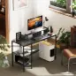 Mesa de Escritorio con Estantes Laterales Soporte para Monitor Ajustable y Estructura Móvil 120x48x85,5 cm Gris Carbón Mesa de Escritorio con Estantes Laterales Soporte para Monitor Ajustable y Estructura Móvil 120x48x85,5 cm Gris Carbón