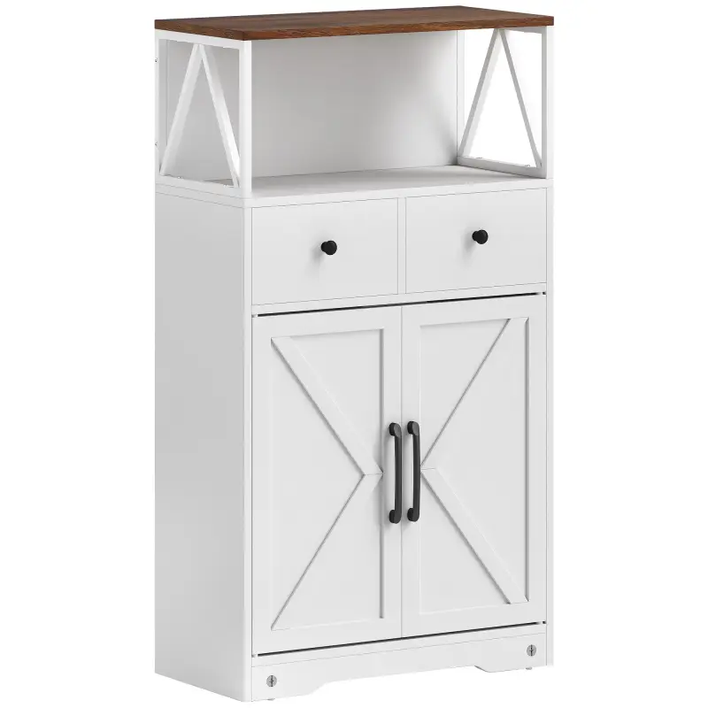 Mueble Auxiliar de Almacenaje con Estantes y Cajones Diseño Clásico para Salón Cocina o Dormitorio 60x31x108 cm Blanco
