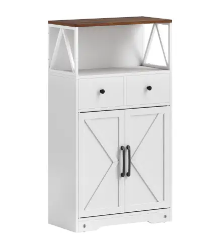 Mueble Auxiliar de Almacenaje con Estantes y Cajones Diseño Clásico para Salón Cocina o Dormitorio 60x31x108 cm Blanco
