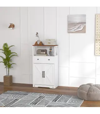 Mueble Auxiliar de Almacenaje con Estantes y Cajones Diseño Clásico para Salón Cocina o Dormitorio 60x31x108 cm Blanco