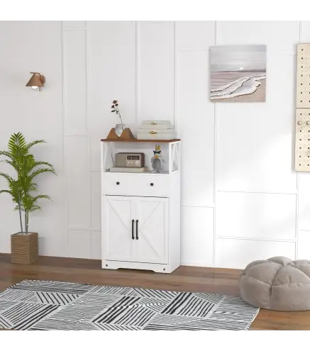 Mueble Auxiliar de Almacenaje con Estantes y Cajones Diseño Clásico para Salón Cocina o Dormitorio 60x31x108 cm Blanco