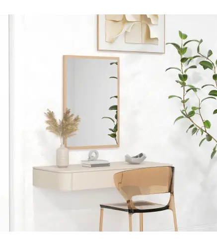 Espejo de Baño 50x70 cm Espejo de Pared Decorativo para Salón Entrada Pasillo Horizontal o Vertical Natural