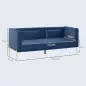 Sofá de 3 Plazas con Tapizado Aterciopelado Estructura Reforzada y Patas Doradas para Salón 194,5x76x76 cm Azul Marino Sofá de 3 Plazas con Tapizado Aterciopelado Estructura Reforzada y Patas Doradas para Salón 194,5x76x76 cm Azul Marino