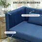Sofá de 3 Plazas con Tapizado Aterciopelado Estructura Reforzada y Patas Doradas para Salón 194,5x76x76 cm Azul Marino