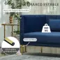 Sofá de 3 Plazas con Tapizado Aterciopelado Estructura Reforzada y Patas Doradas para Salón 194,5x76x76 cm Azul Marino