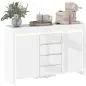 Aparador de Salón con Luces LED 4 Cajones Cierre Suave Estantes Ajustables y Mando a Distancia 120x34x80cm Blanco Brillo Aparador de Salón con Luces LED 4 Cajones Cierre Suave Estantes Ajustables y Mando a Distancia 120x34x80cm Blanco Brillo