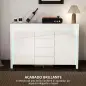 Aparador de Salón con Luces LED 4 Cajones Cierre Suave Estantes Ajustables y Mando a Distancia 120x34x80cm Blanco Brillo Aparador de Salón con Luces LED 4 Cajones Cierre Suave Estantes Ajustables y Mando a Distancia 120x34x80cm Blanco Brillo