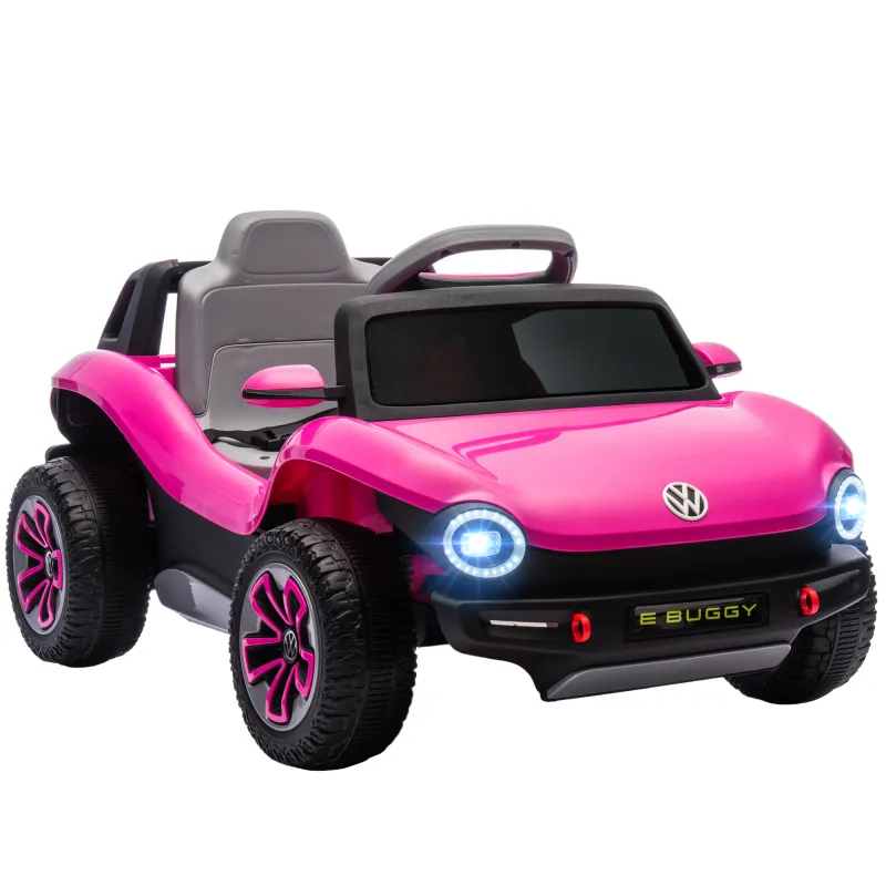 Coche Eléctrico para Niños de +3 Años Volkswagen E-Buggy 12V con Mando a Distancia 2,4 G Ruedas con Suspensión Rosa