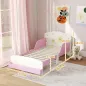 Cama infantil para Niños de +3 Años 70x140 cm de Madera con Almacenaje y Dibujos de Estrellas para Dormitorio Rosa