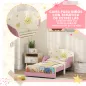 Cama infantil para Niños de +3 Años 70x140 cm de Madera con Almacenaje y Dibujos de Estrellas para Dormitorio Rosa