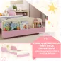 Cama infantil para Niños de +3 Años 70x140 cm de Madera con Almacenaje y Dibujos de Estrellas para Dormitorio Rosa