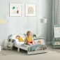 Cama infantil para Niños de +3 Años 70x140 cm de Madera con Almacenaje y Dibujo de León para Dormitorio Verde