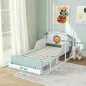 Cama infantil para Niños de +3 Años 70x140 cm de Madera con Almacenaje y Dibujo de León para Dormitorio Verde