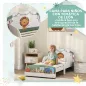 Cama infantil para Niños de +3 Años 70x140 cm de Madera con Almacenaje y Dibujo de León para Dormitorio Verde