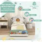 Cama infantil para Niños de +3 Años 70x140 cm de Madera con Almacenaje y Dibujo de León para Dormitorio Verde