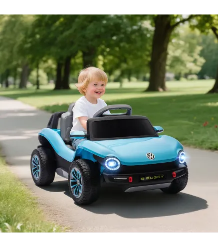 Coche Eléctrico para Niños de +3 Años Volkswagen E-Buggy 12V con Mando a Distancia 2,4 G Ruedas con Suspensión Azul