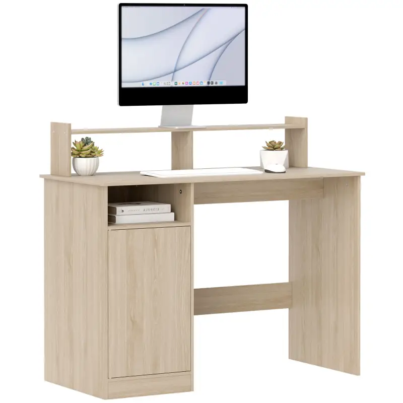 Escritorio con Estantería Moderno Escritorio con Compartimentos Abiertos Soporte para Monitor 108x50x94 cm Natural Escritorio con Estantería Moderno Escritorio con Compartimentos Abiertos Soporte para Monitor 108x50x94 cm Natural