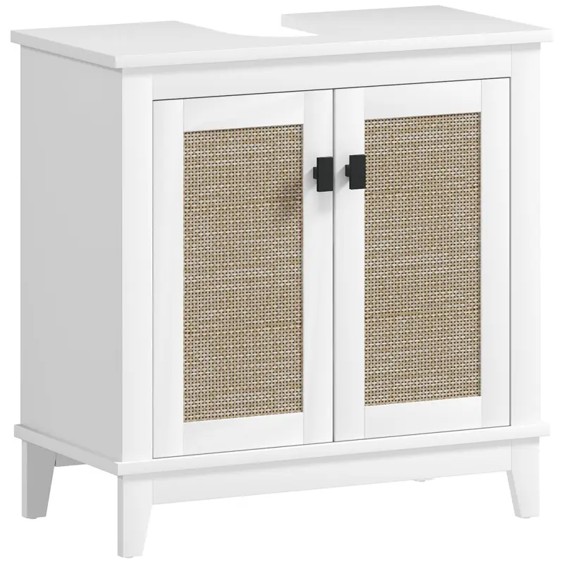 Mueble para Debajo del Lavabo con 2 Puertas 2 Estantes y Sistema Antivuelco para Cuarto Baño 60x30x60 cm Blanco