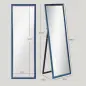 Espejo de Cuerpo Entero 150x50 cm con Marco en Terciopelo y Soporte para Salón Dormitorio Azul
