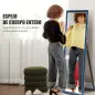 Espejo de Cuerpo Entero 150x50 cm con Marco en Terciopelo y Soporte para Salón Dormitorio Azul
