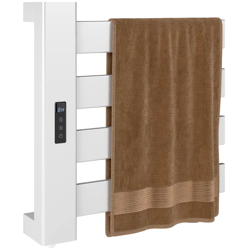 Toallero Eléctrico de Pared para Baño con 4 Barras Calentamiento Rápido Wi-Fi y Pantalla Táctil 47,5x9,5x49 cm Blanco