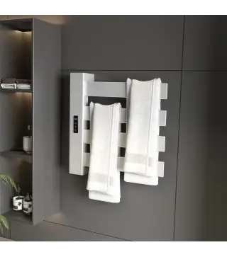 Toallero Eléctrico de Pared para Baño con 4 Barras Calentamiento Rápido Wi-Fi y Pantalla Táctil 47,5x9,5x49 cm Blanco