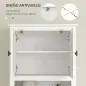 Mueble sobre Inodoro con 2 Puertas con Frontal de Ratán Compartimento y Estante Ajustable 60x19,5x160 cm Blanco