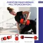 Kit de Gimnasio 4 en 1 con Barra de Pesas Mancuernas Kettlebell para Entrenamiento de Fuerza en Casa Color Rojo y Negro