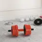 Kit de Gimnasio 4 en 1 con Barra de Pesas Mancuernas Kettlebell para Entrenamiento de Fuerza en Casa Color Rojo y Negro