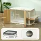 Mueble Arenero para Gatos con Centro de Juegos Cojín Pelota Puerta Lateral y Patas Antideslizantes 94x48x50,5cm Blanco