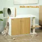 Mueble Arenero para Gatos con Centro de Juegos Cojín Pelota Puerta Lateral y Patas Antideslizantes 94x48x50,5cm Blanco