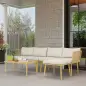Conjunto de Jardín de Ratán Sintético de 4 Piezas con Sofás Modulares Mesa Auxiliar y Cojines Natural