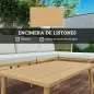 Conjunto de Jardín de Ratán Sintético de 4 Piezas con Sofás Modulares Mesa Auxiliar y Cojines Natural