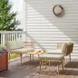 Conjunto de Jardín de Ratán Sintético de 4 Piezas con Sofás Modulares Mesa Auxiliar y Cojines Natural