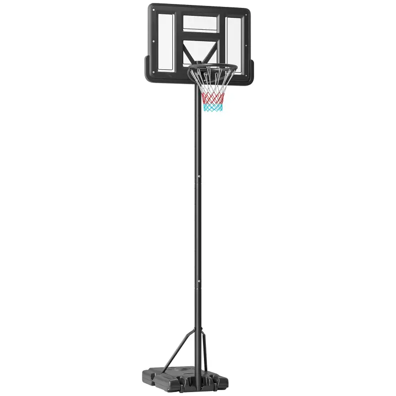 Canasta de Baloncesto de Exterior 2 en 1 con Altura Ajustable 230-305 cm Aro de Baloncesto con Soporte Ruedas Base Negro