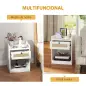 Juego de 2 Mesillas de Noche para Dormitorio con Cajón con Frontal de Ratán 40x40x53 cm Blanco
