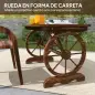 Mesa de Jardín de Madera de Abeto con Patas en Forma de Rueda Orificio para Sombrilla 120x63x70 cm Acabado Carbonizado