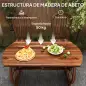 Mesa de Jardín de Madera de Abeto con Patas en Forma de Rueda Orificio para Sombrilla 120x63x70 cm Acabado Carbonizado