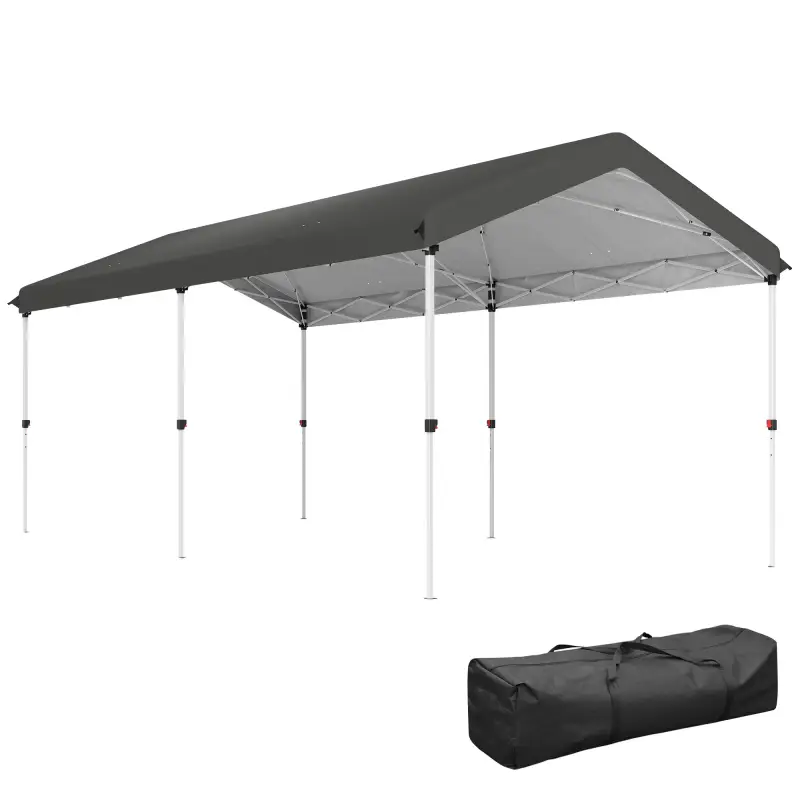 Carpa Plegable 6x3 m con Altura Ajustable en 3 Niveles Protección UV50+ y Bolsa de Transporte Blanco
