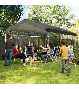 Carpa Plegable 6x3 m con Altura Ajustable en 3 Niveles Protección UV50+ y Bolsa de Transporte Blanco