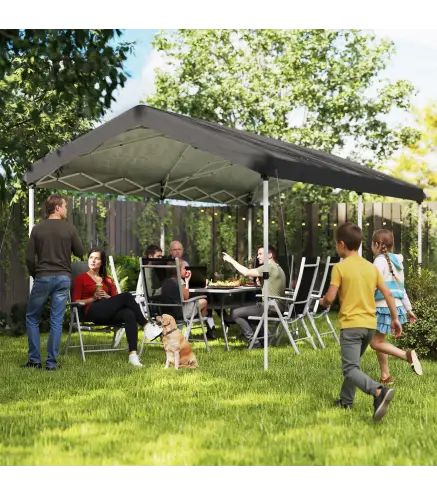 Carpa Plegable 6x3 m con Altura Ajustable en 3 Niveles Protección UV50+ y Bolsa de Transporte Blanco